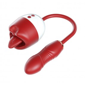 MizzZee - Lip Tongue Thruster Vibrator (Chargeable - Red)